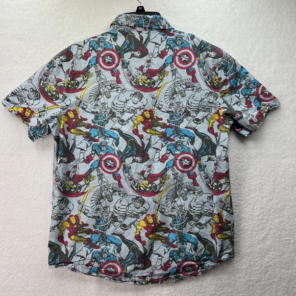 Marvel Comics Vintage Mens Medium Button front shirt Avengers Hulk Iron man - Picture 8 of 8
